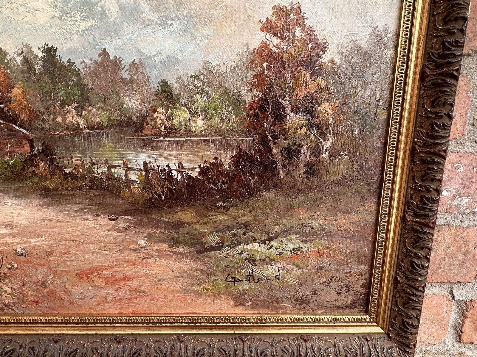 Original Oil Canvas  Painting Landscape Countryside Scene Signed 100 By 70cm photo furniture