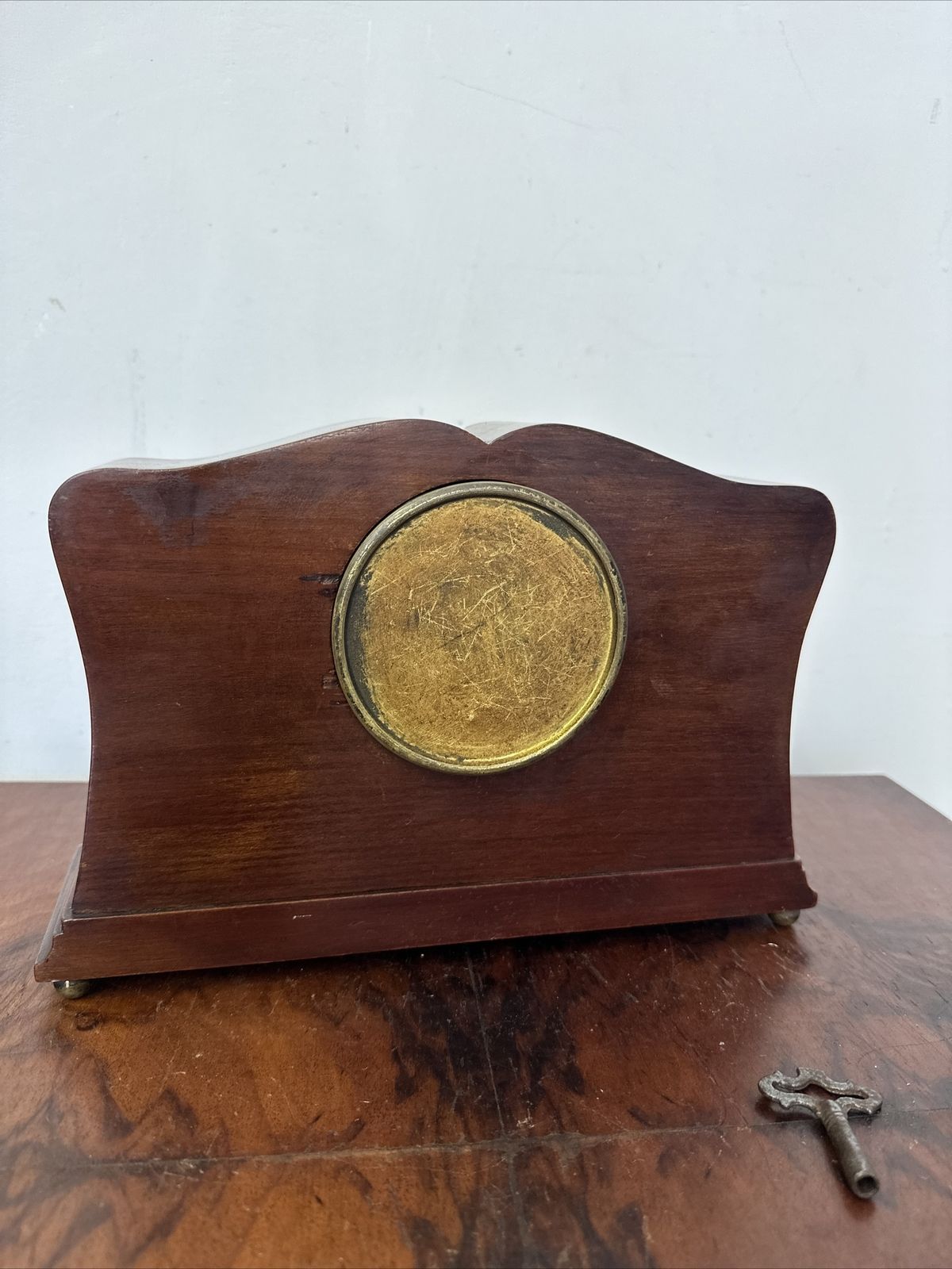 Quality Edwardian Antique Inlaid Mahogany Eight Day Desktop Mantle Clock photo vinterior