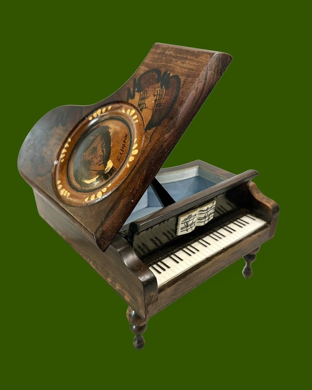 C1950’s 60’s Wooden Grand Piano Music Box Made In Italy Sorento Chopin A