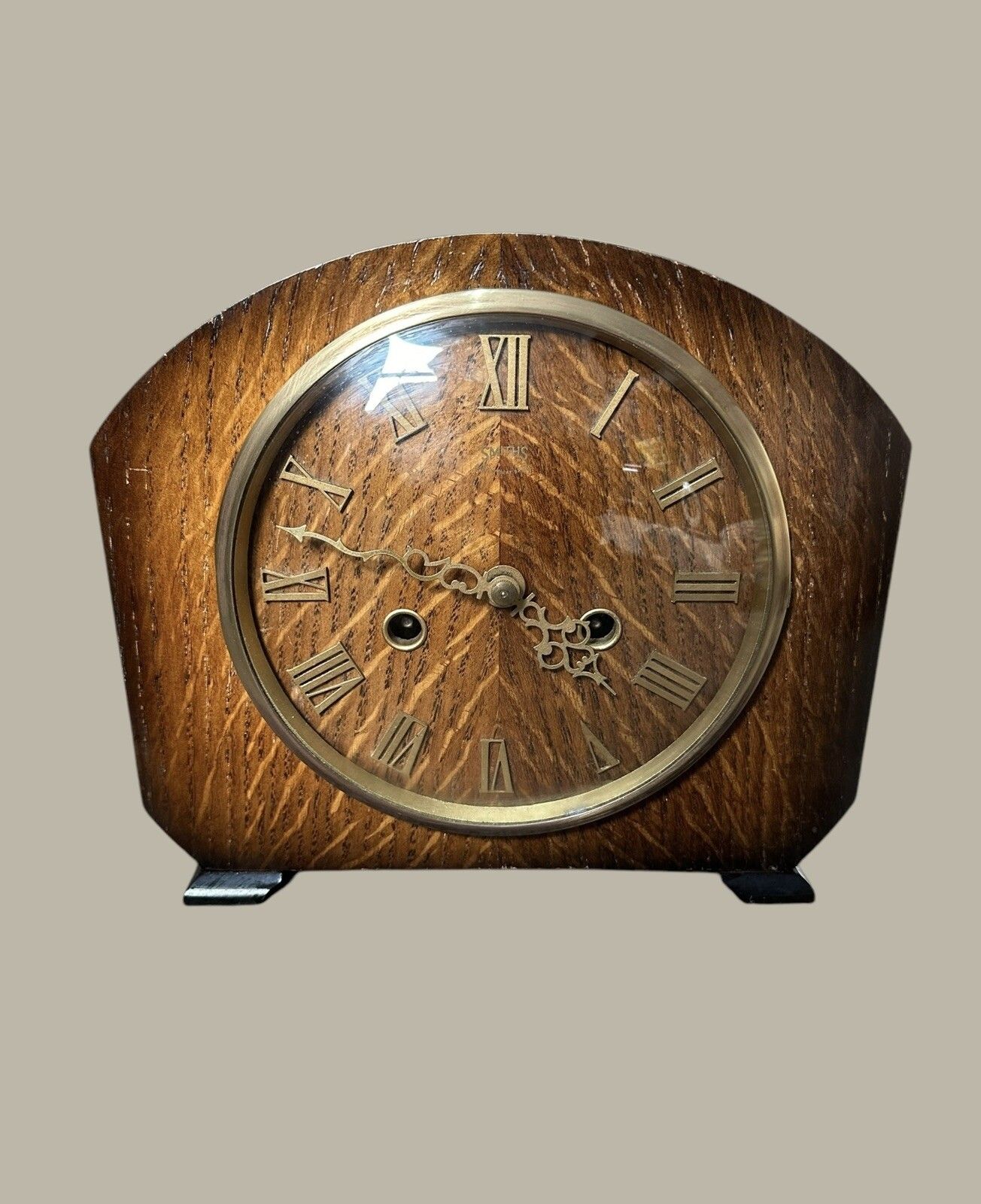 Smiths Enfield Striking Hammer Mechanical Mantle Clock Oak Very Pretty photo furniture