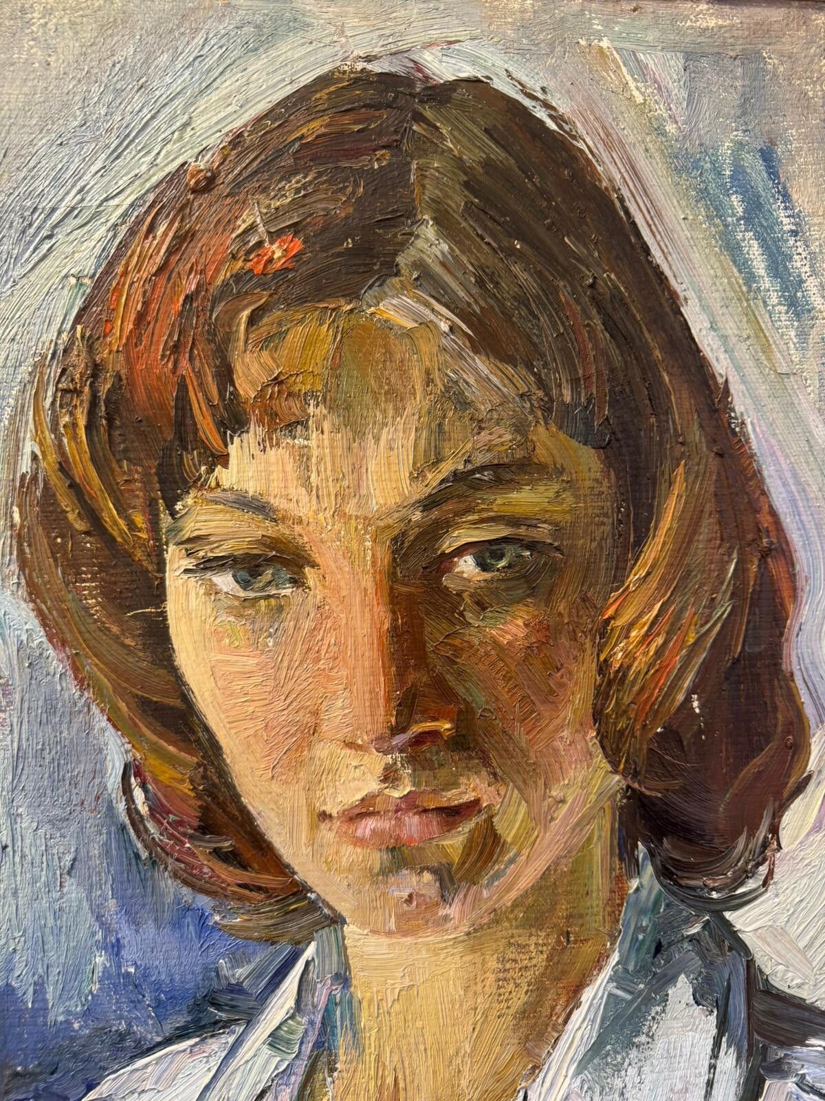 Original Signed Oil Portrait C1960’s By Vasili Karkots 30.5 By 22.5cm photo for sale