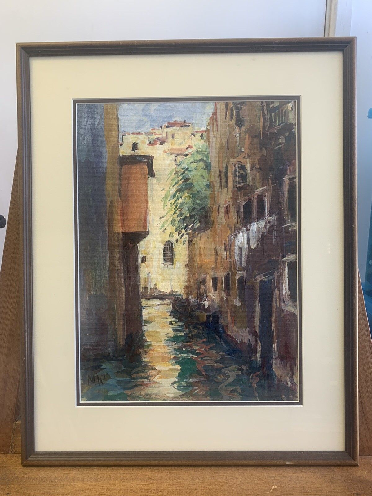 Mid Century Venice Italy Watercolour Painting By Margaret Whitehead. Signed photo furniture