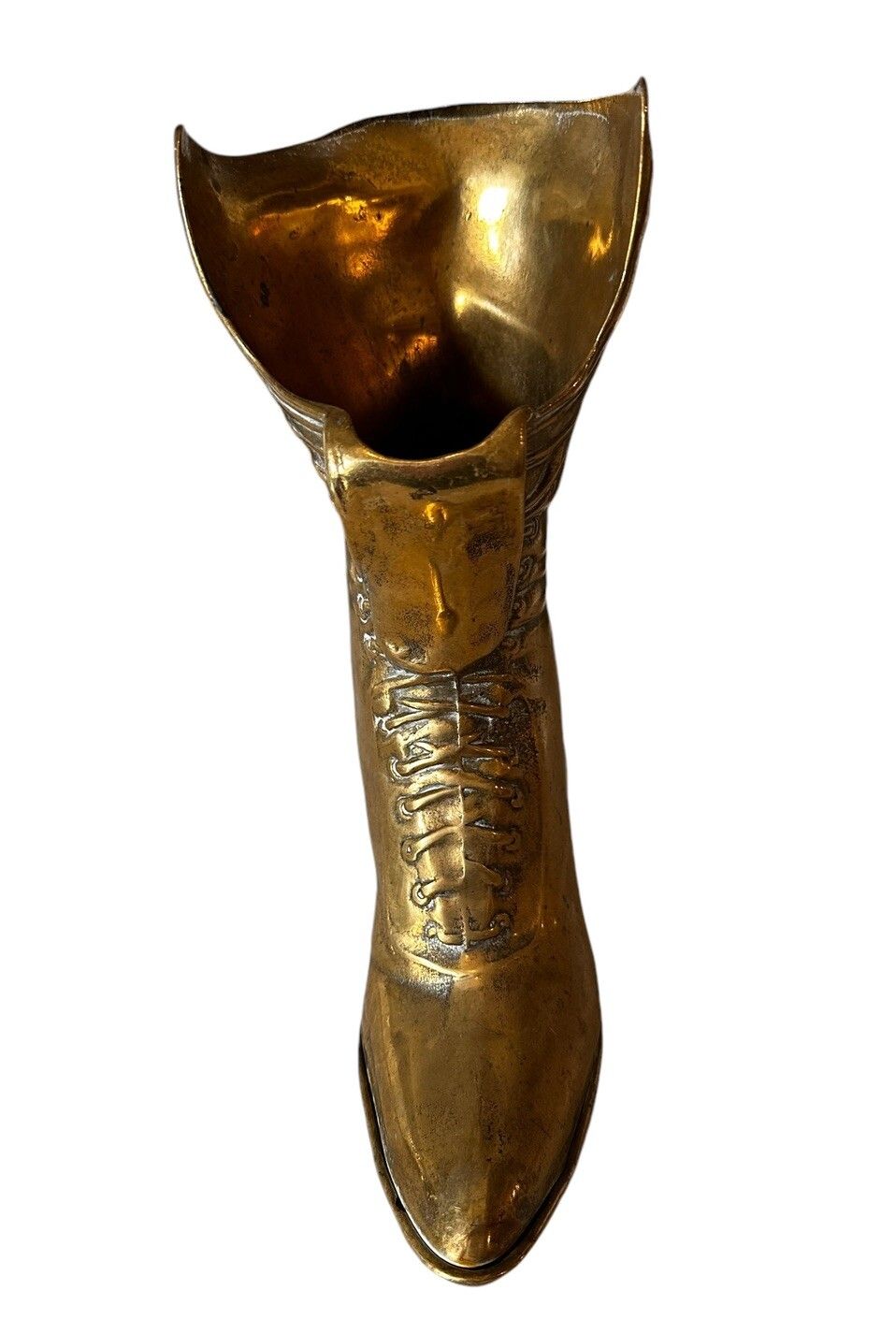 Large Heavy Antique Brass Victorian Ladies Boot Vase Superb 24cm photo Home Decor
