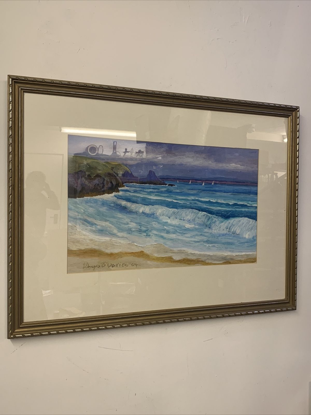 Original Signed Painting Seascape Seaside Scene Pembrokeshire Rhys B Davies
