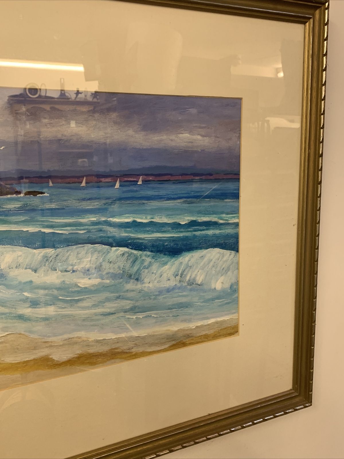 Original Signed Painting Seascape Seaside Scene Pembrokeshire Rhys B Davies photo 95.0