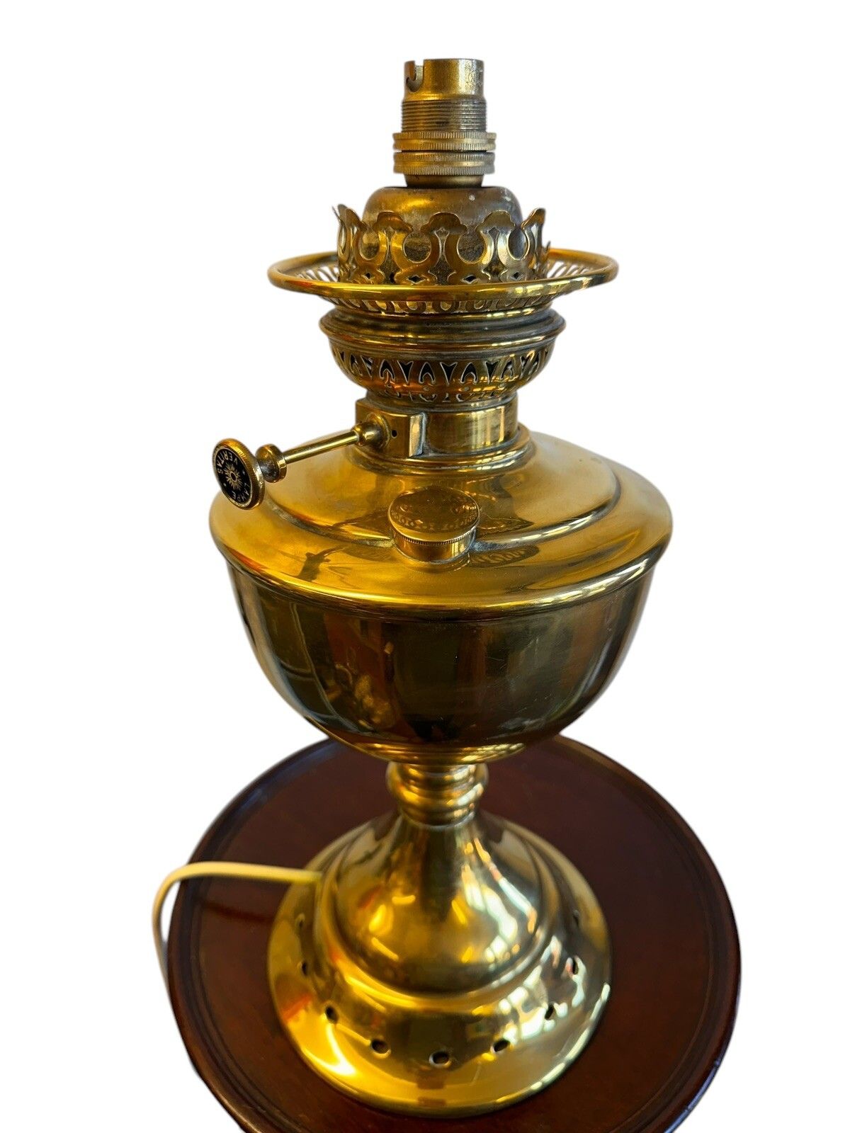 Table Lamp Antique Veritas Brass Oil Lamp British Lamp Converted To Electric photo buy