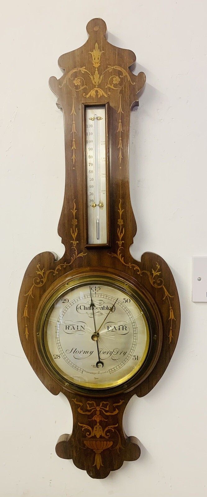 Antique 19th Century A Williams Rochdale Magnificent Inlaid Marquetry Barometer