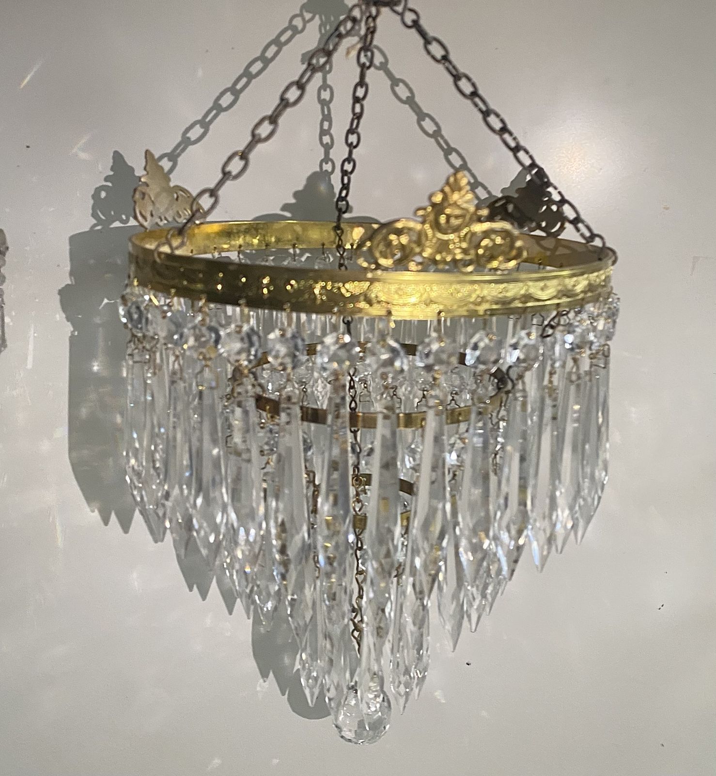 Gorgeous Pair Of Antique Icicle Drop Chandeliers photo for sale
