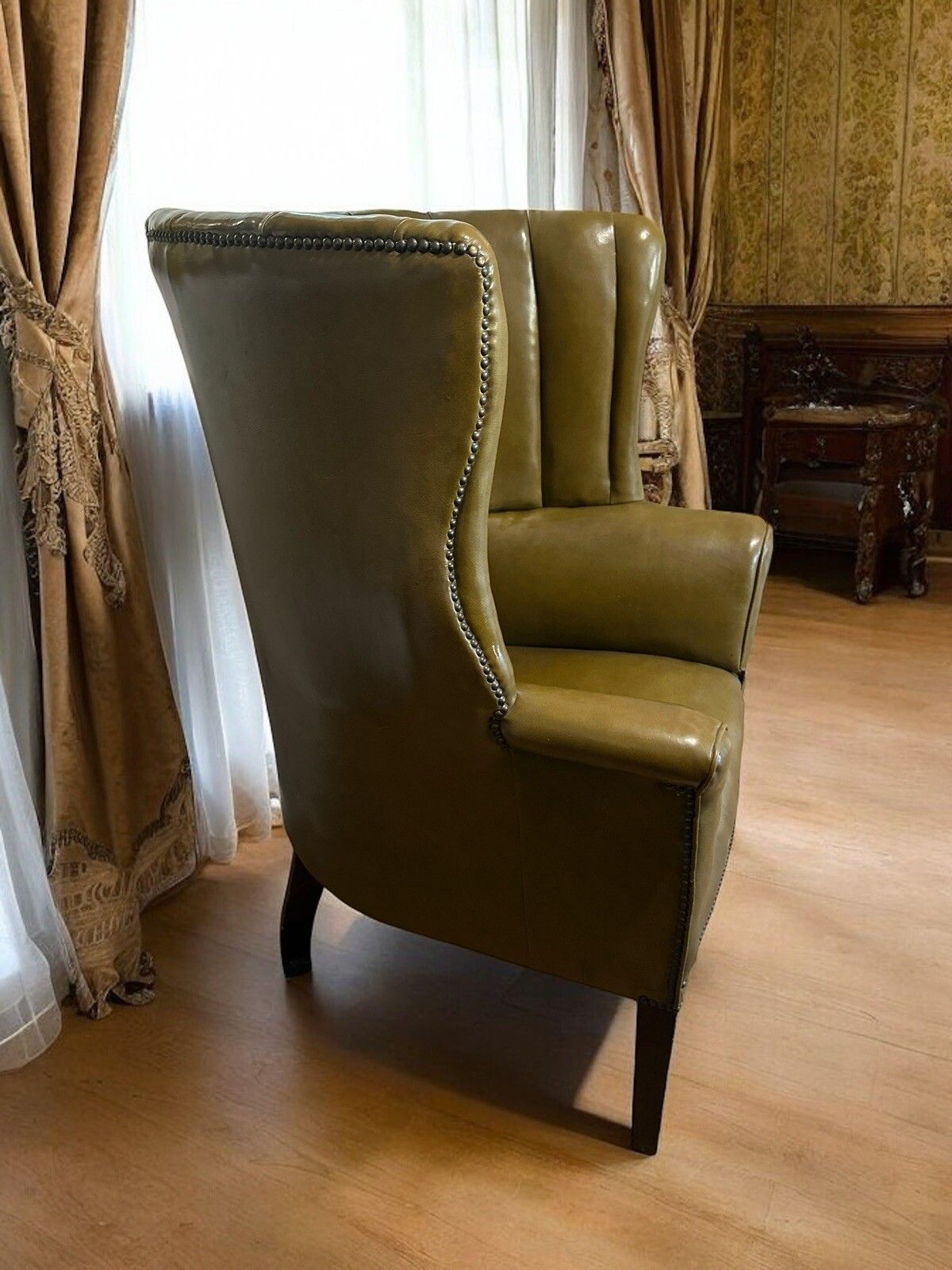 Butlers Wingback Armchair George III Style Leather Upholstered  Superb Quality photo 1995.0