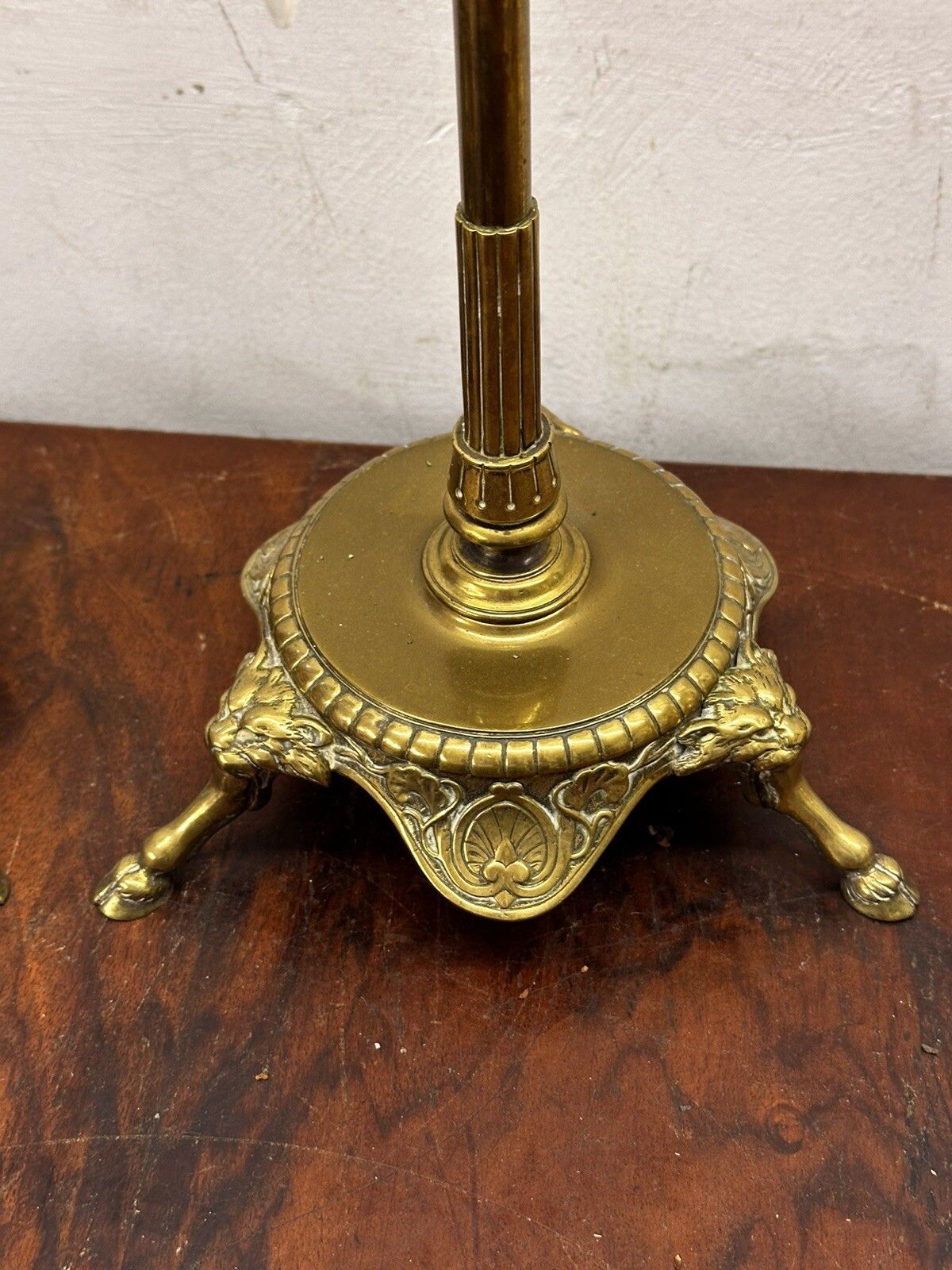 19th C Victorian Pillar Brass Candles Outstanding  With Crystal Drops photo Home Decor