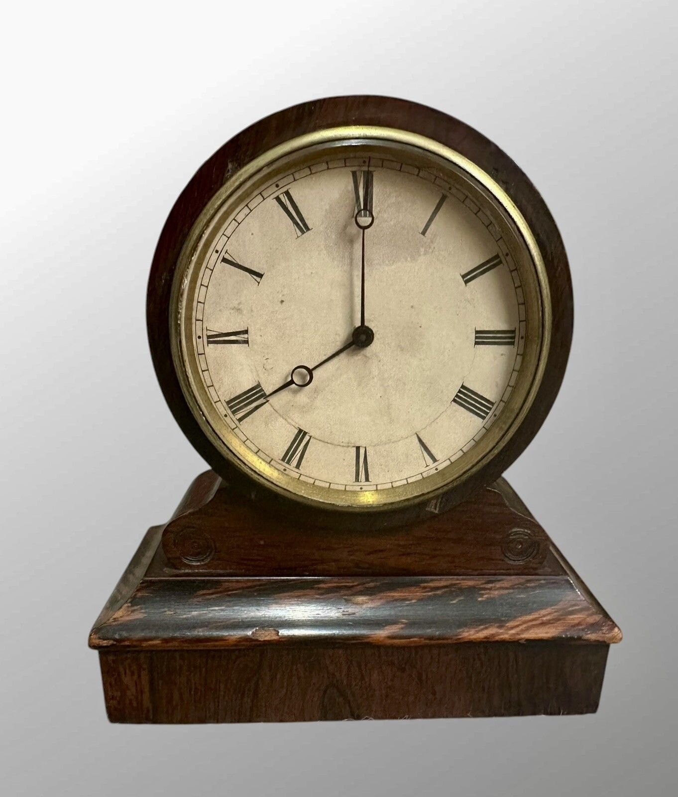 Miniature 19th Century French Simulated Rosewood Mantel Timepiece Beautiful photo for sale