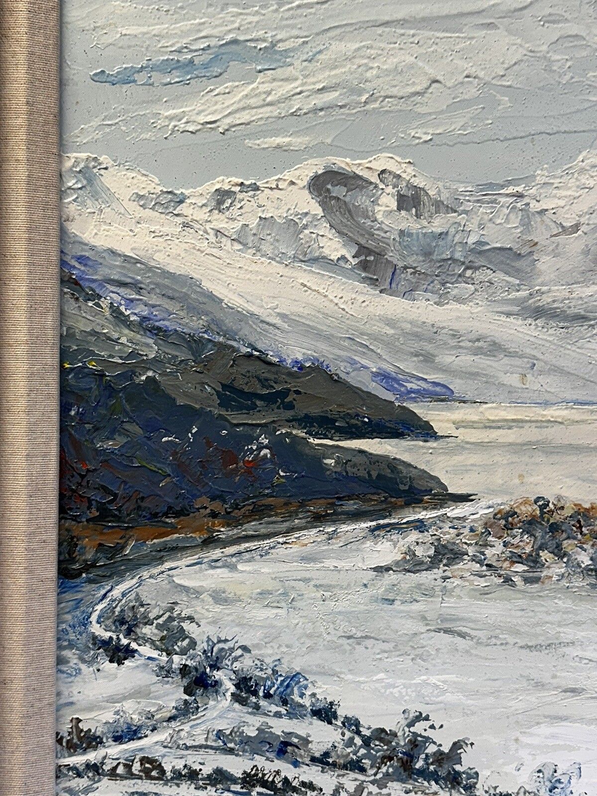 Mid Century Mountain Landscape Impasto Oil Painting 69cm By 57cm photo Art