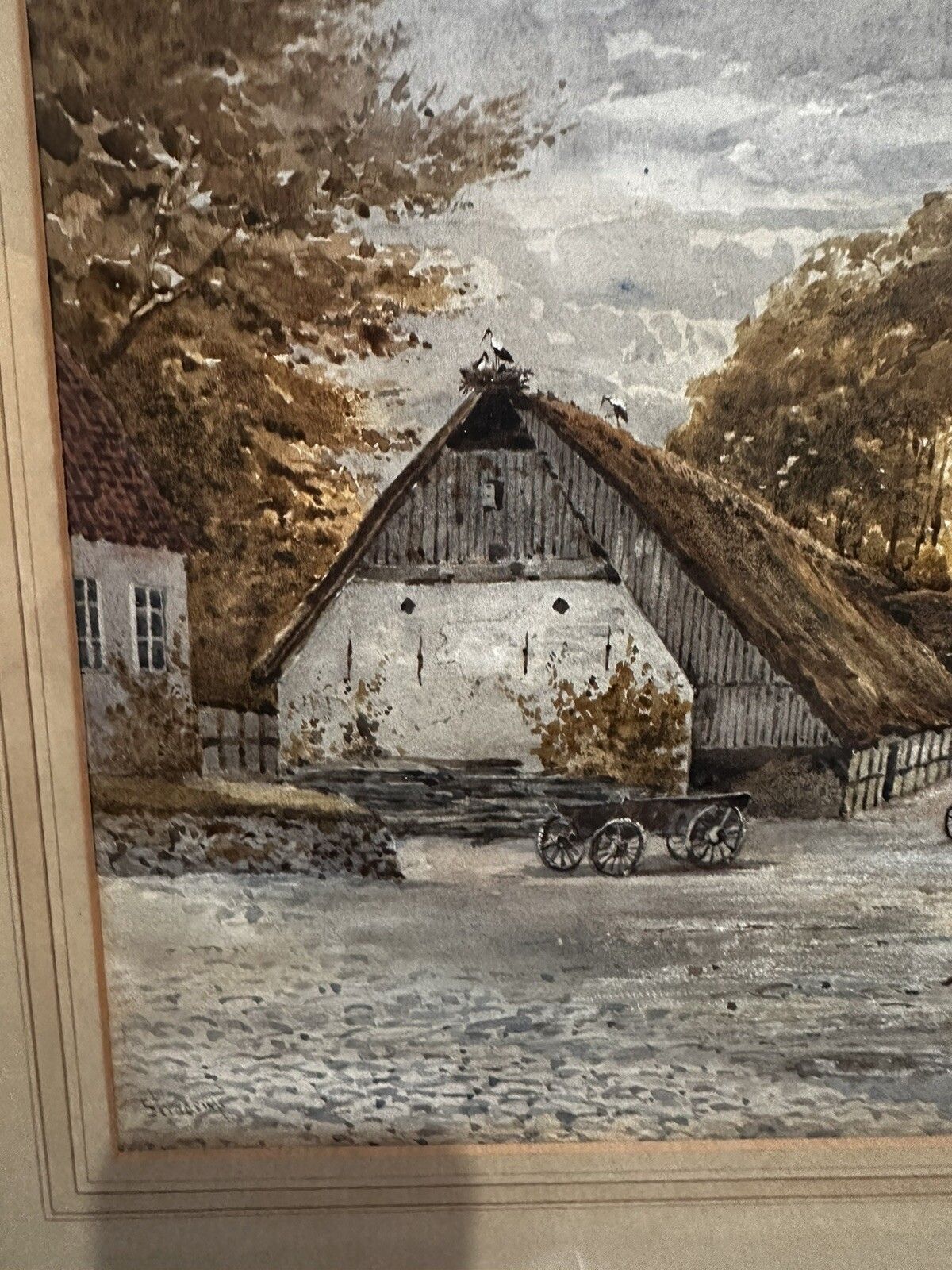 19th Century Framed English School Watercolour Of A Working Farm  Signed 55 X 43 photo furniture