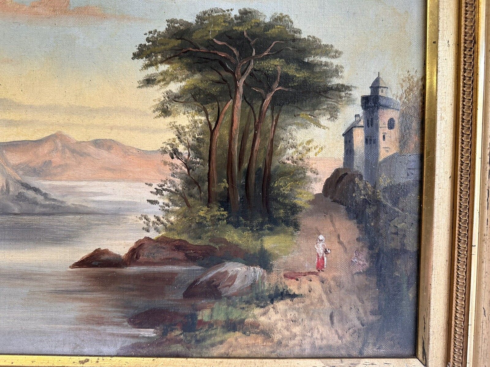 Original Victorian Signed Oil On Canvas Seascape Landscape Scene 51 By 41cm photo 165.0