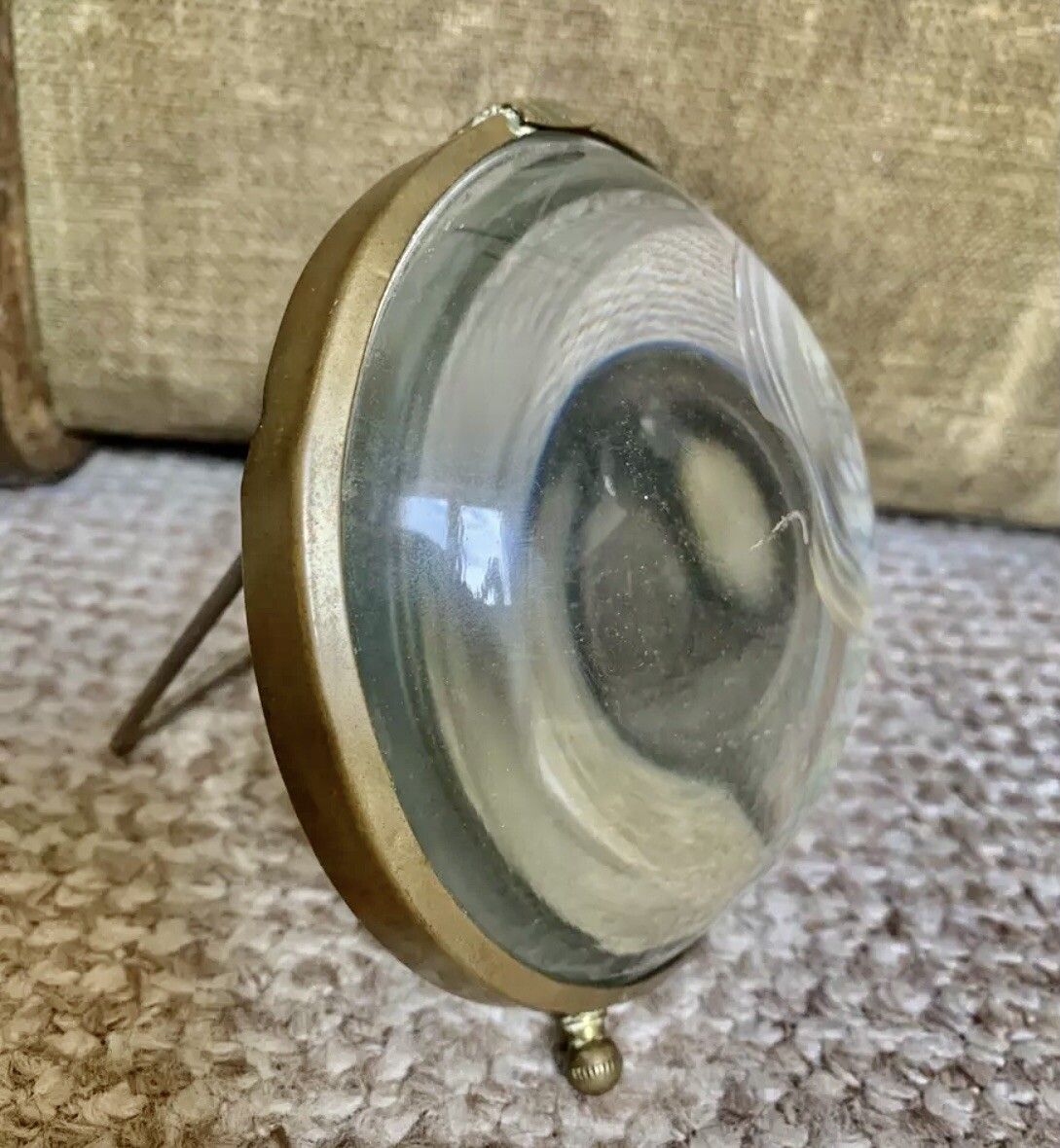 Art Deco Rare Polyfoto Convex Glass Photo Frame Brass And Glass photo furniture