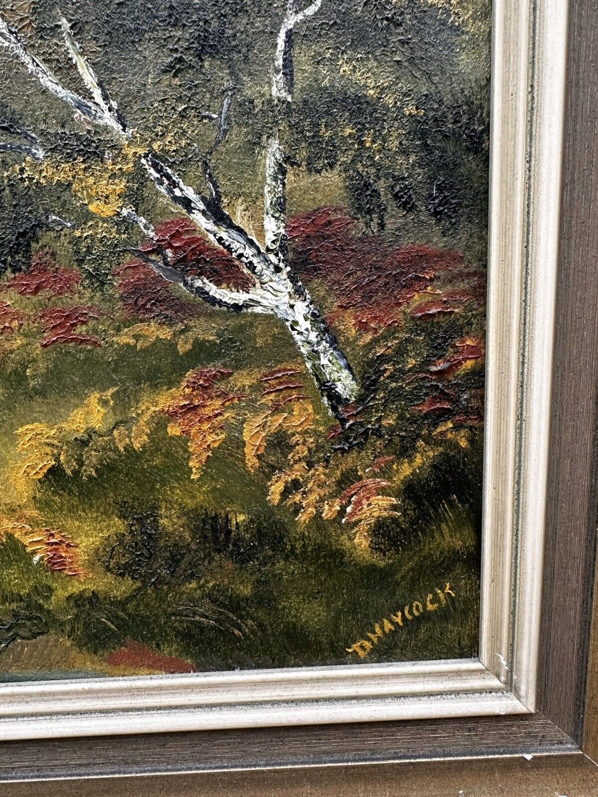 Mid Century Country House Oil Painting  Signed Landscape Scene 105cm By 64cm photo for sale