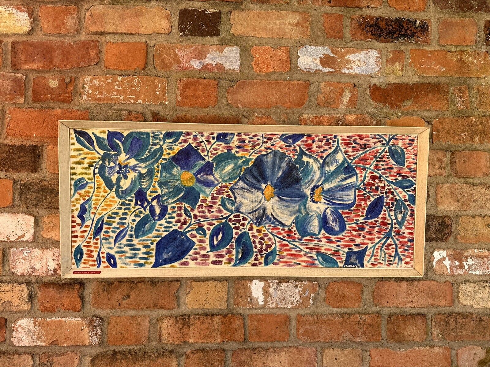Mid Century 1970’s Painting “ Flowers On The Wall” Signed By Artist photo furniture