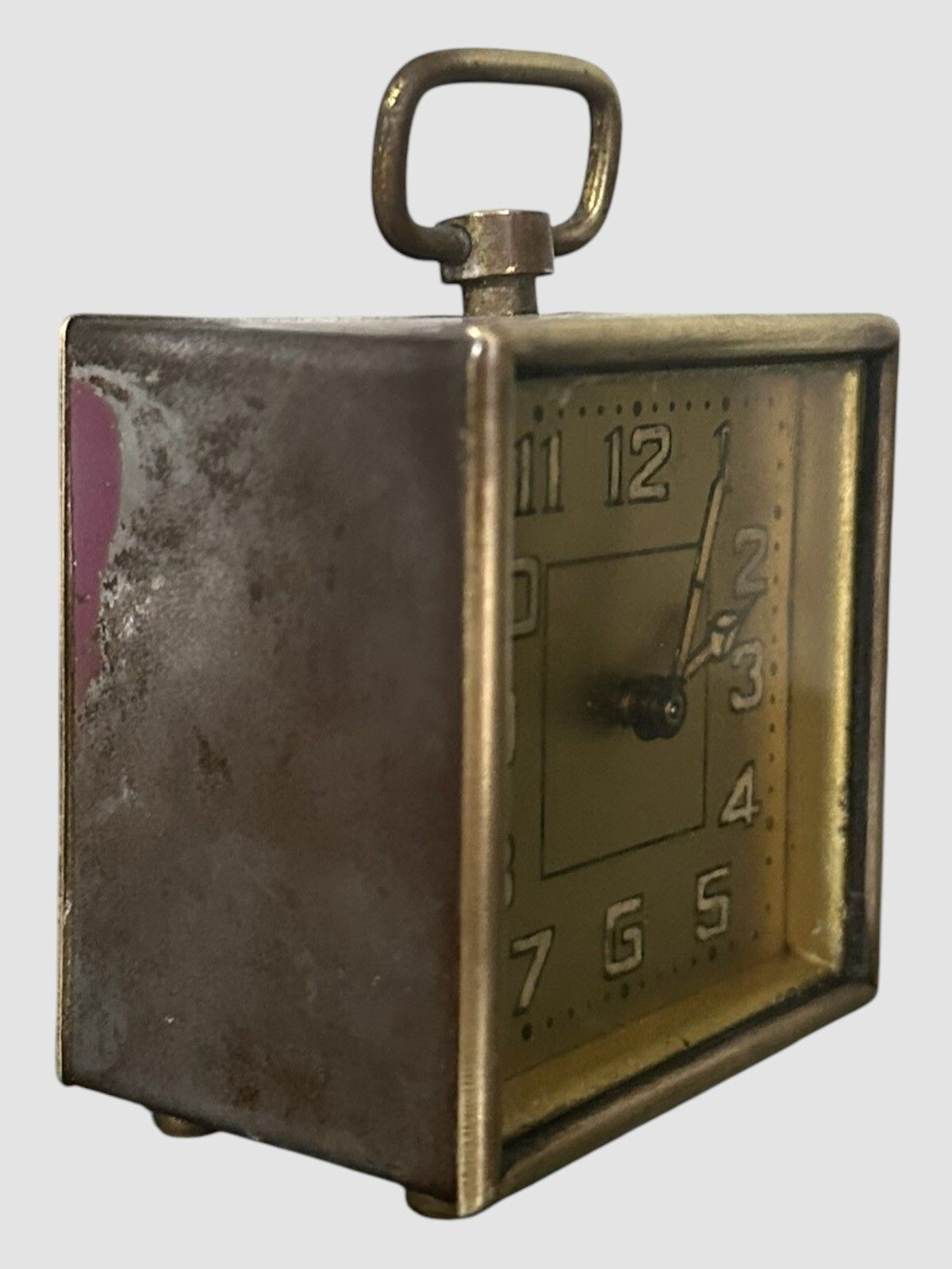 Art Deco French Enamelled Brass Mechanical Timepiece Clock Working photo buy