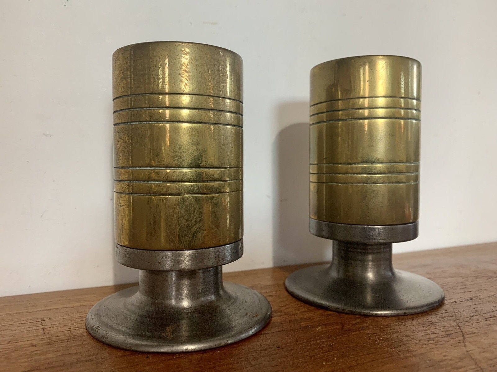 A Pair Of Mid Century Danish Design Candlesticks Superb Heavy Brass photo furniture