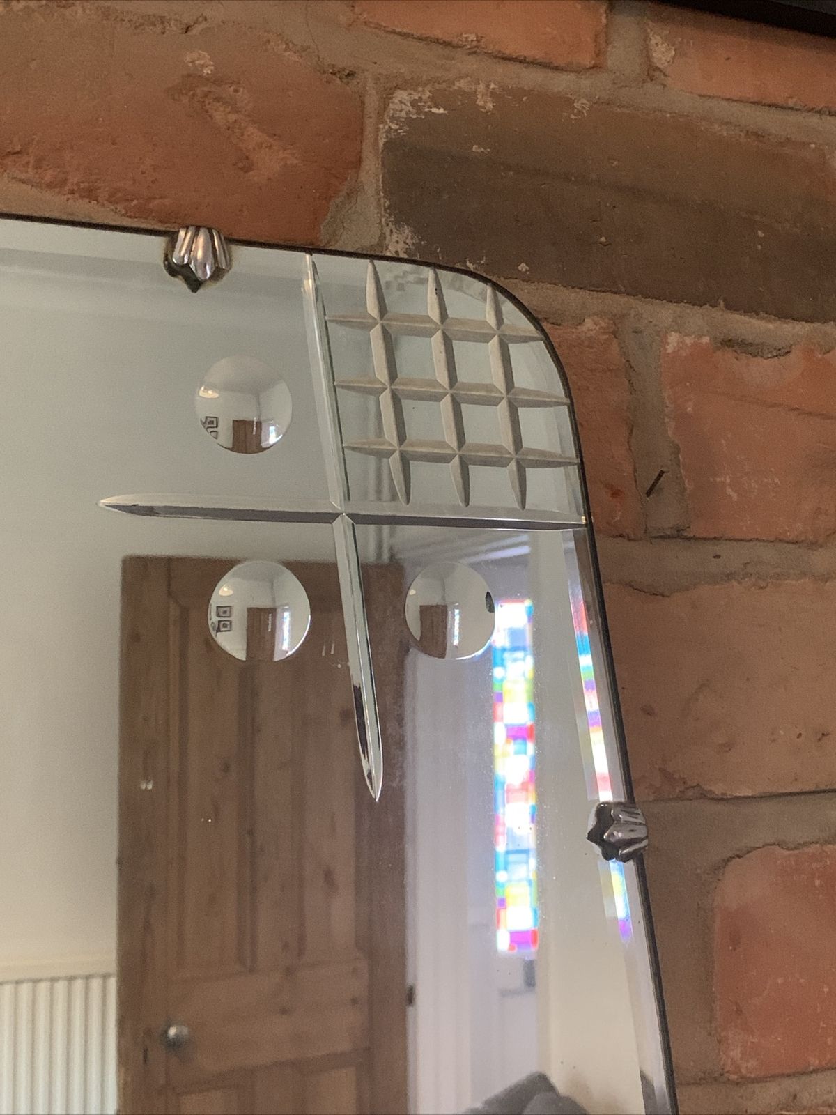 Art Deco 1930s Superb Frameless Mirror Antique 60cm By 38cm Wooden / Bevelled photo buy