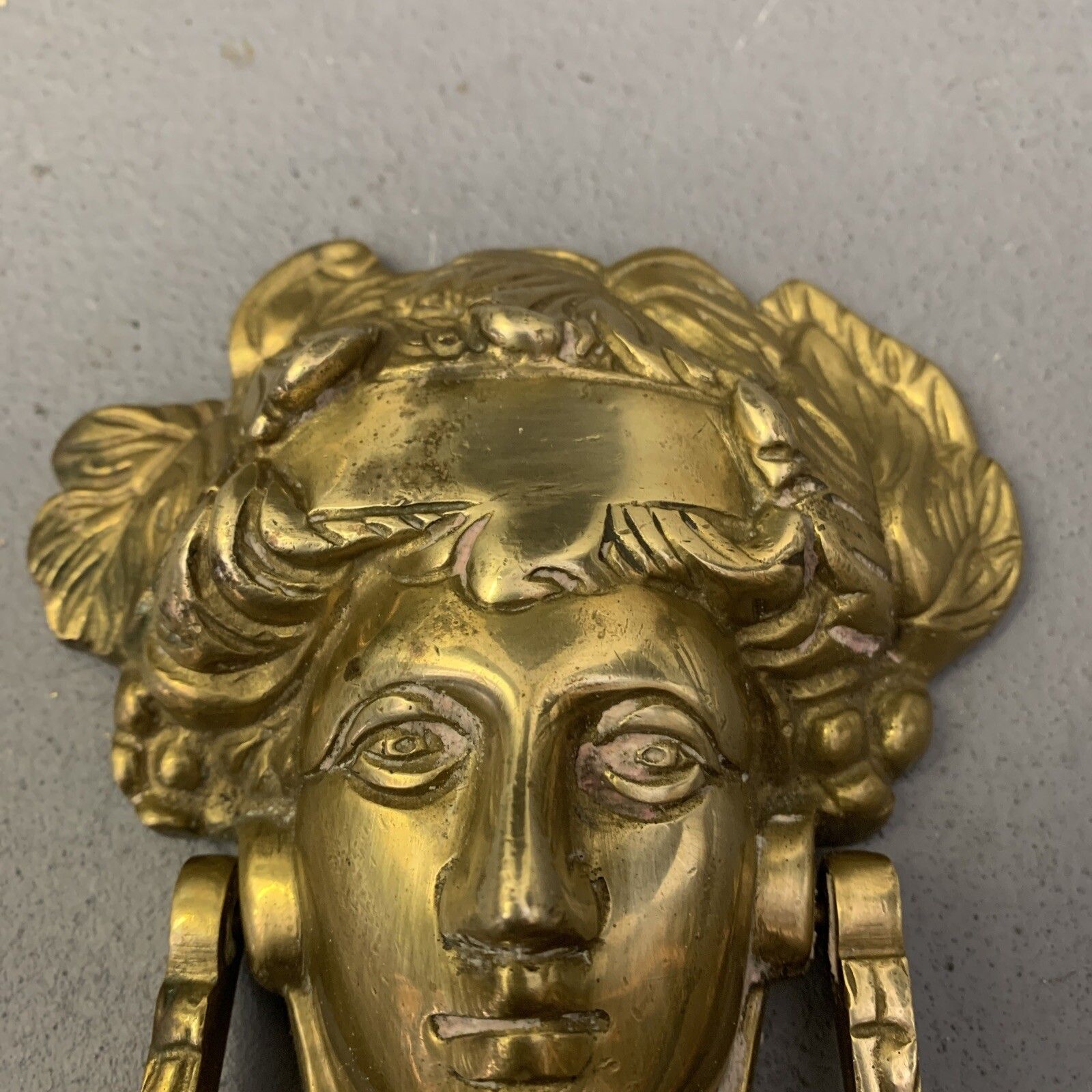 Antique Victorian Georgian Style Medusa Solid Heavy Brass Front Door Knocker photo for sale