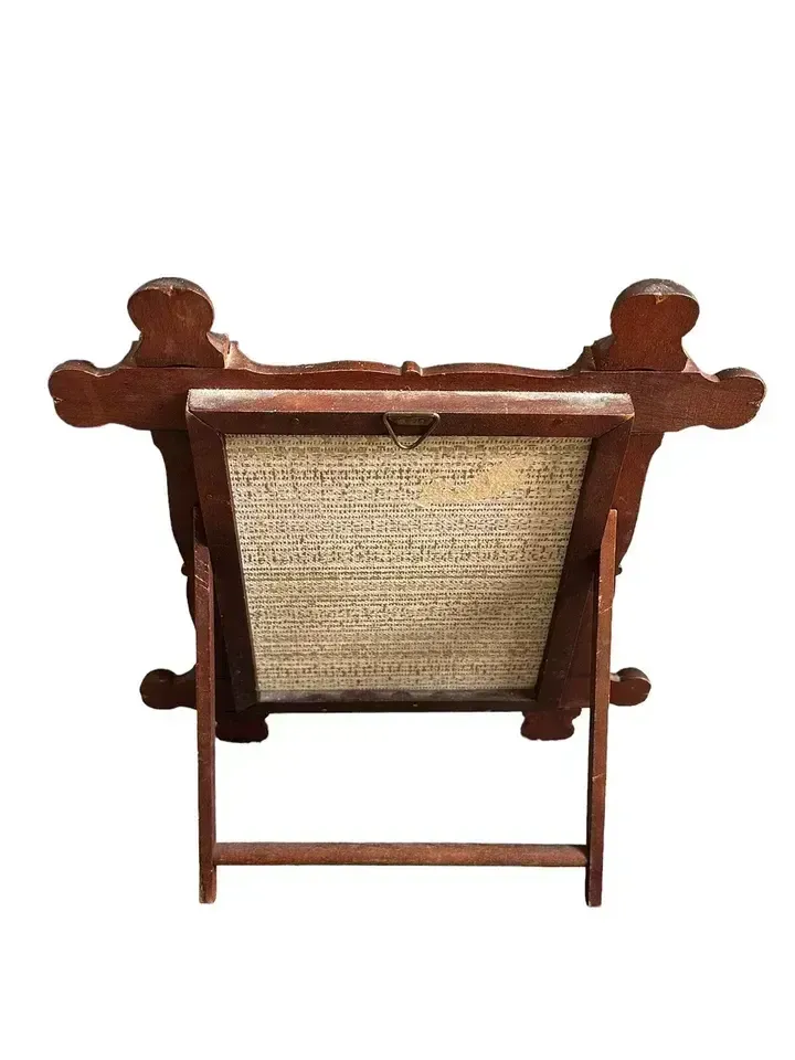 C1920’s Antique Faux Bamboo Wooden Easel Back Or Wall Mounted Mirror photo furniture