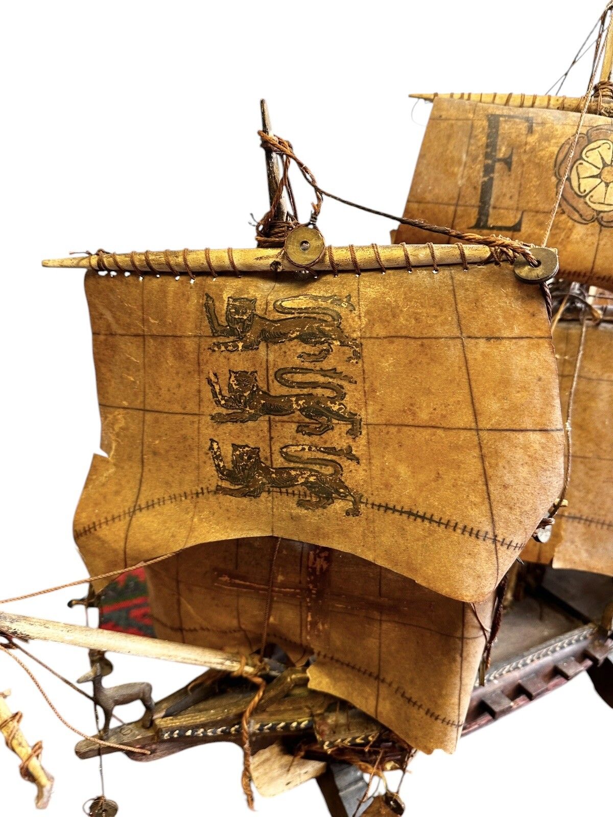 photo vintage Galleon Antique Wooden Model Nautical Scratch Built Fantastic