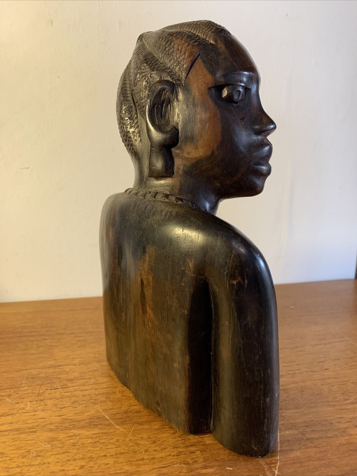 Vintage Antique Zebra Wood Carved African Bust Superb Detail 24cm H photo 65.0