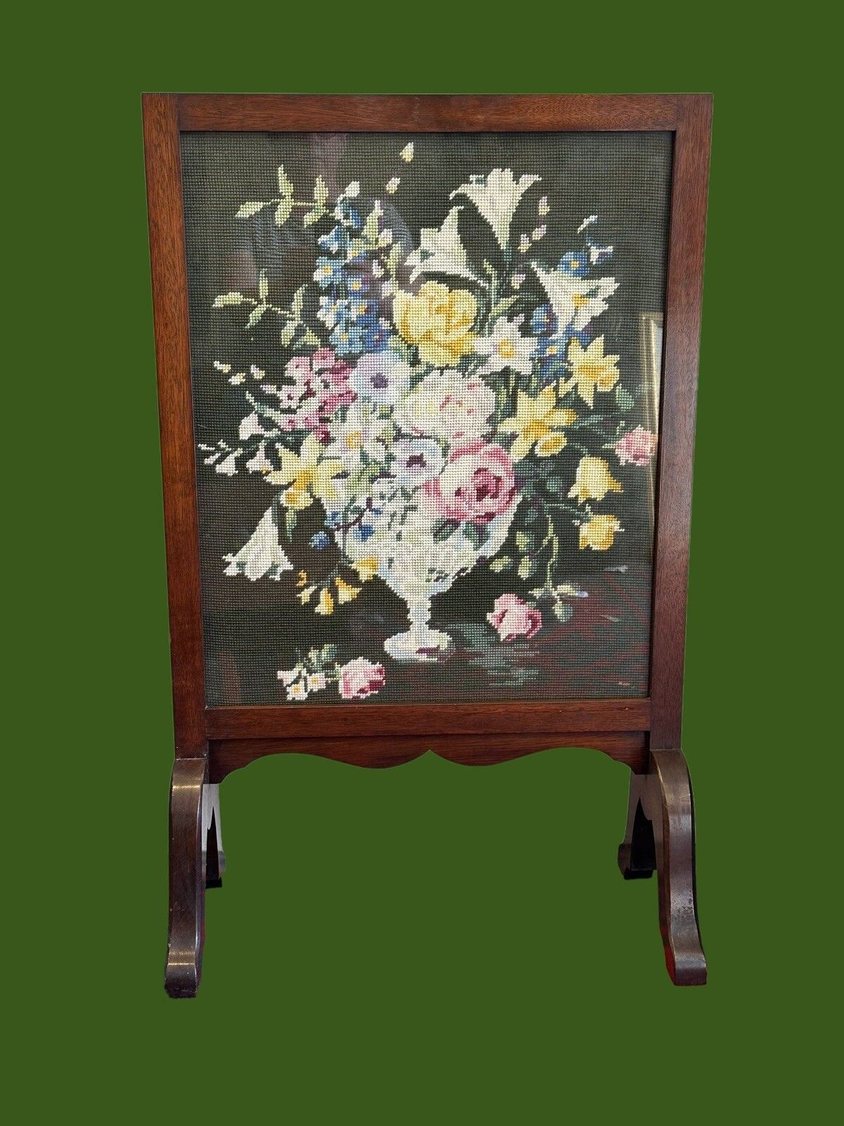 Edwardian Art Deco Super Condition Wooden Tapestry Fire Screen Period Home photo furniture