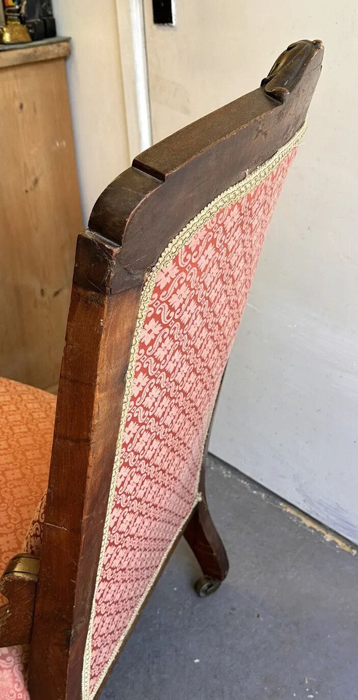 Antique Victorian Upholstered Armchair And Foot Stool photo vinterior
