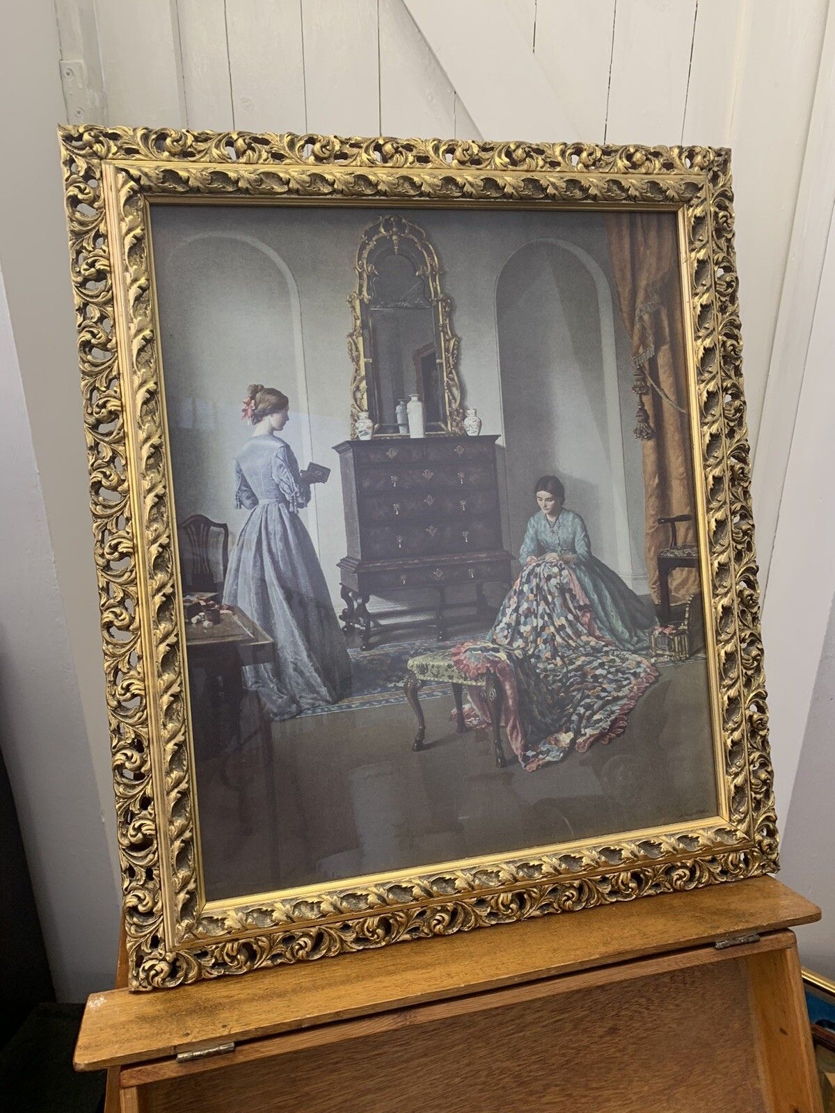 Vintage The Sampler By Leonard Campbell Taylor Large Framed Print photo for sale