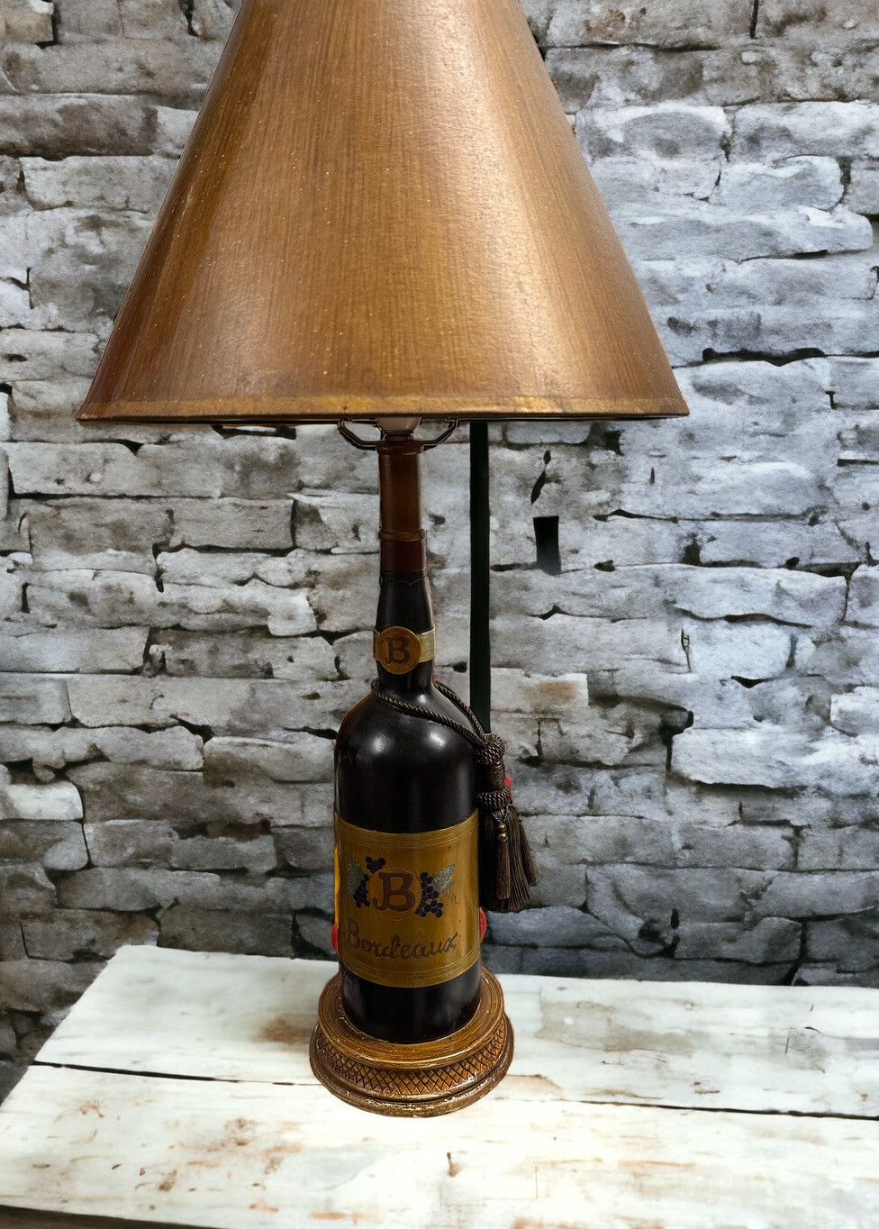 Vintage Quirky Bordeaux Red Wine Bottle Lamp C1970’s