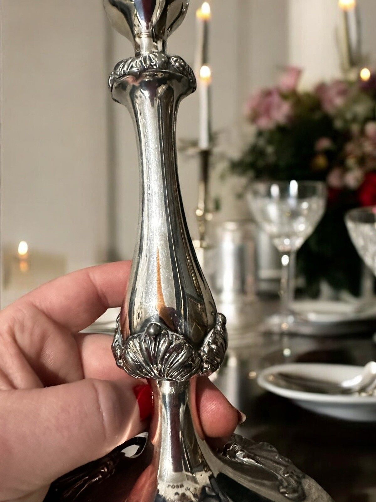 C1930’s Pair Of Gorgeous Candlesticks  White Metal On Copper Great Quality photo 125.0
