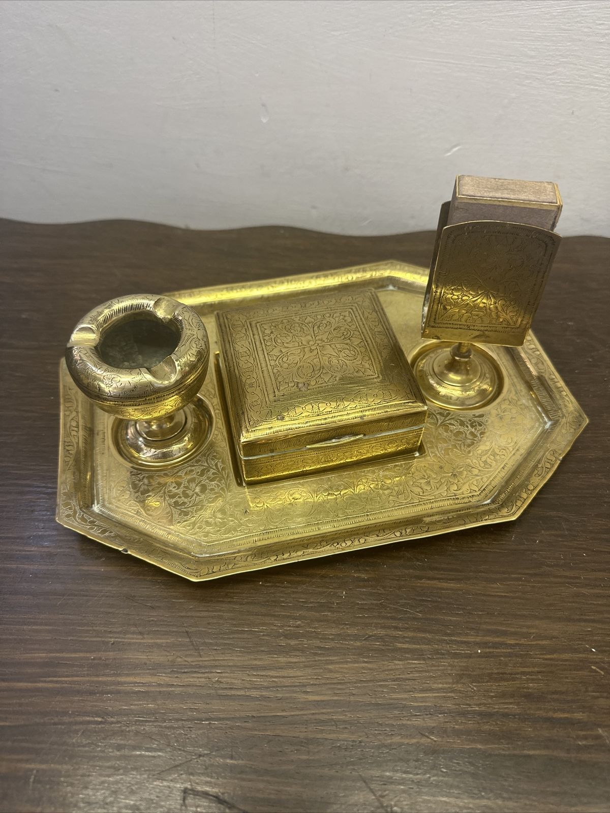 Antique 19th Brass Highly Decorative Anglo Indian Desk Stand Prof Polished photo 60.0