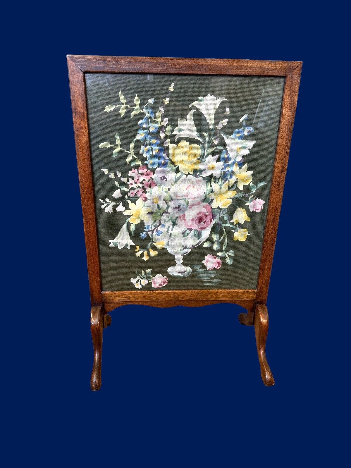 Edwardian Art Deco Super Condition Wooden Tapestry Fire Screen Period Home