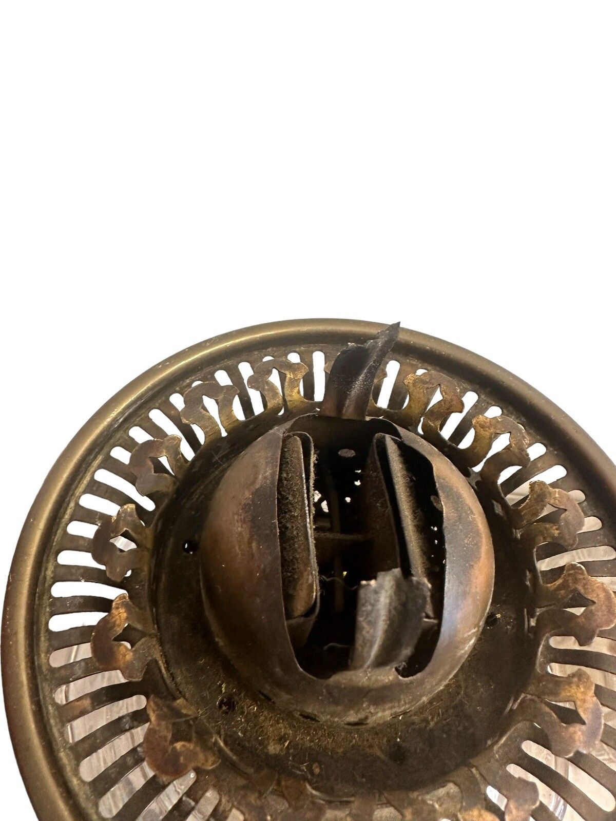 Victorian Oil Lamp Ebonised Wooden Base photo for sale