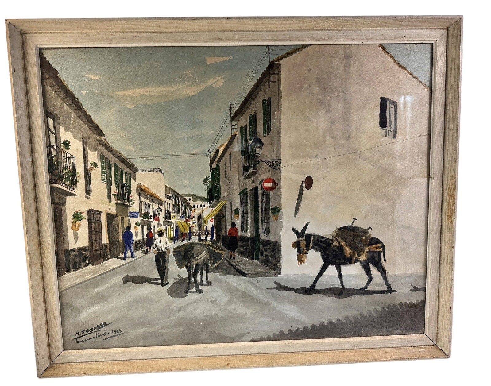 Mariano Sesmero Spanish Watercolour From Malaga, Spain Circa 1963 Signed/Dated