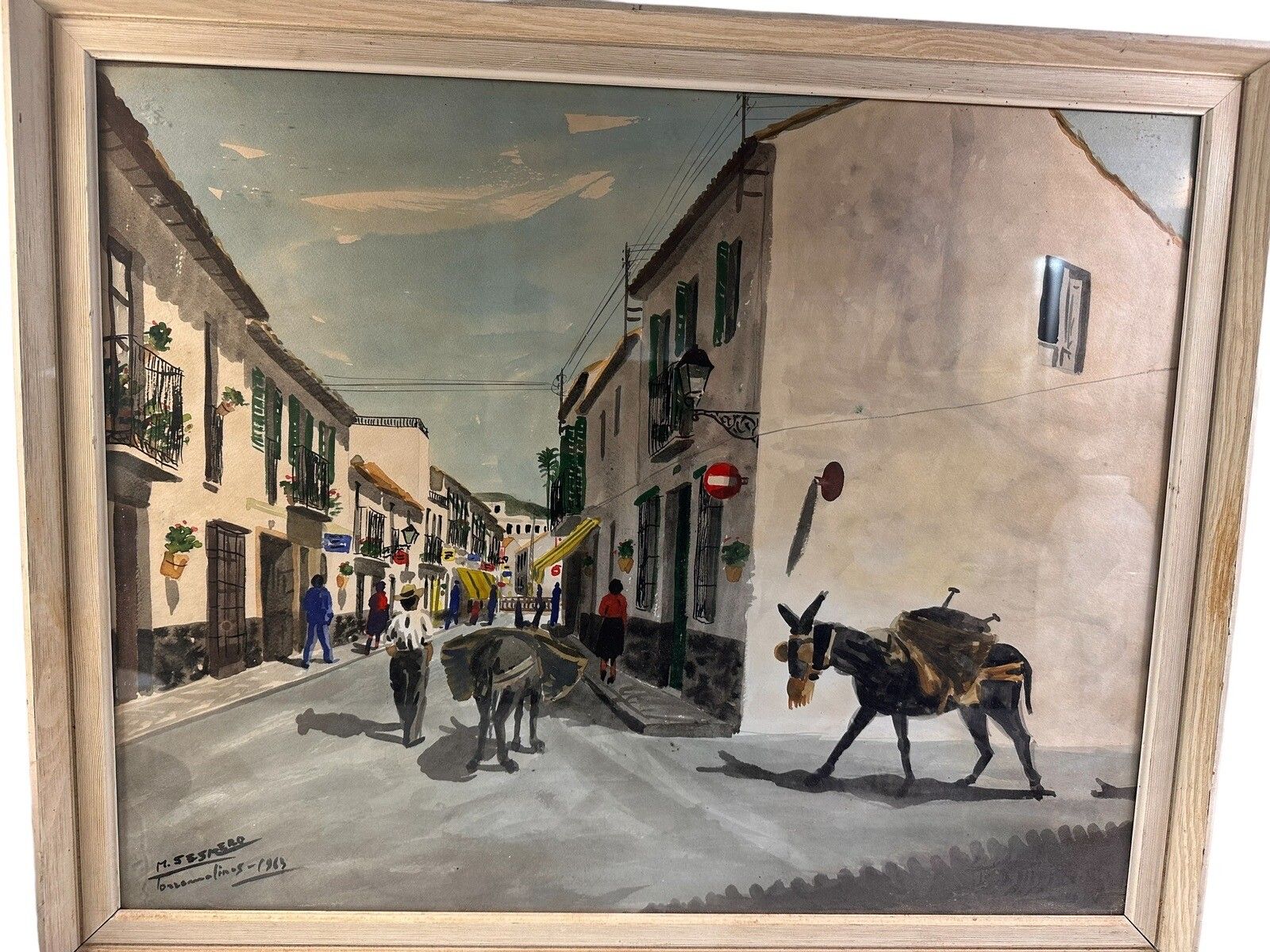 Mariano Sesmero Spanish Watercolour From Malaga, Spain Circa 1963 Signed/Dated photo furniture