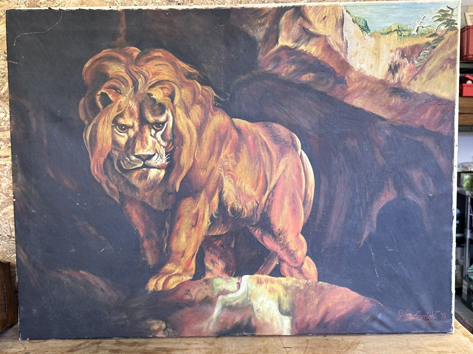 Mid Century Large Oil On Canvas Signed By Artist Garry Cartwright  40” By 30” photo furniture