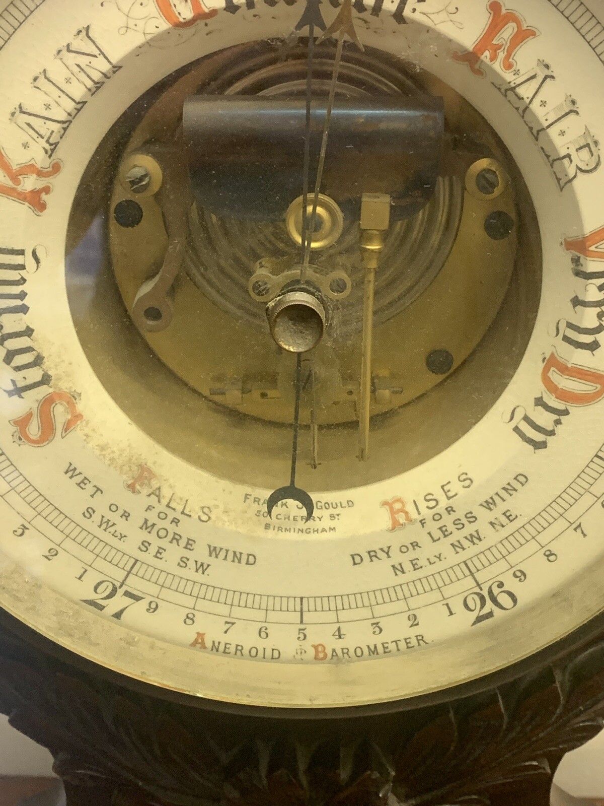 Antique 19th Century Frank J Gould Birmingham Magnificent Carved Barometer  95cm photo 165.0