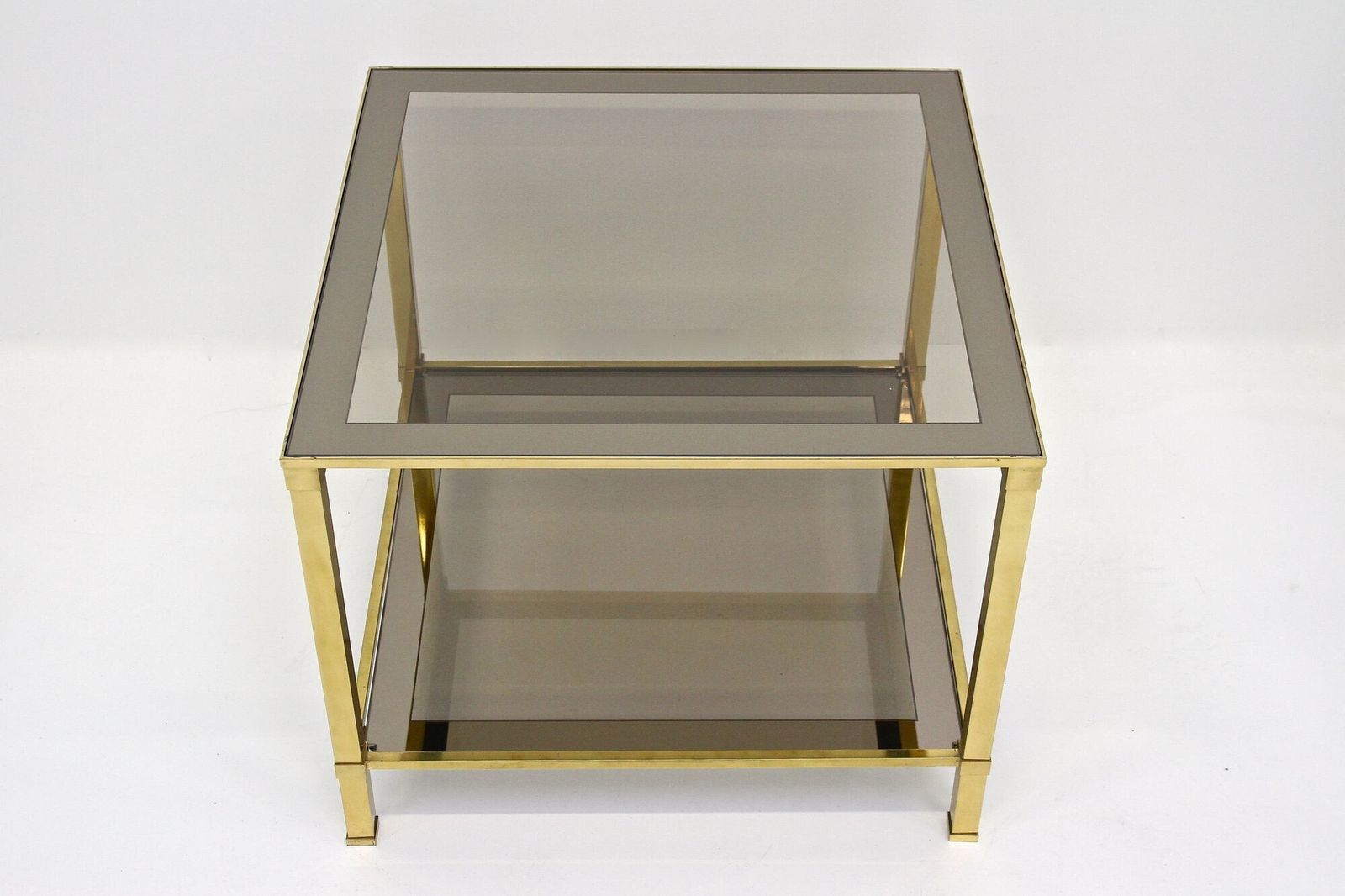 1260.0 Late Mid Century Regency Brass Side Table, Smoked Glass, Italy Ca. 1970 photo