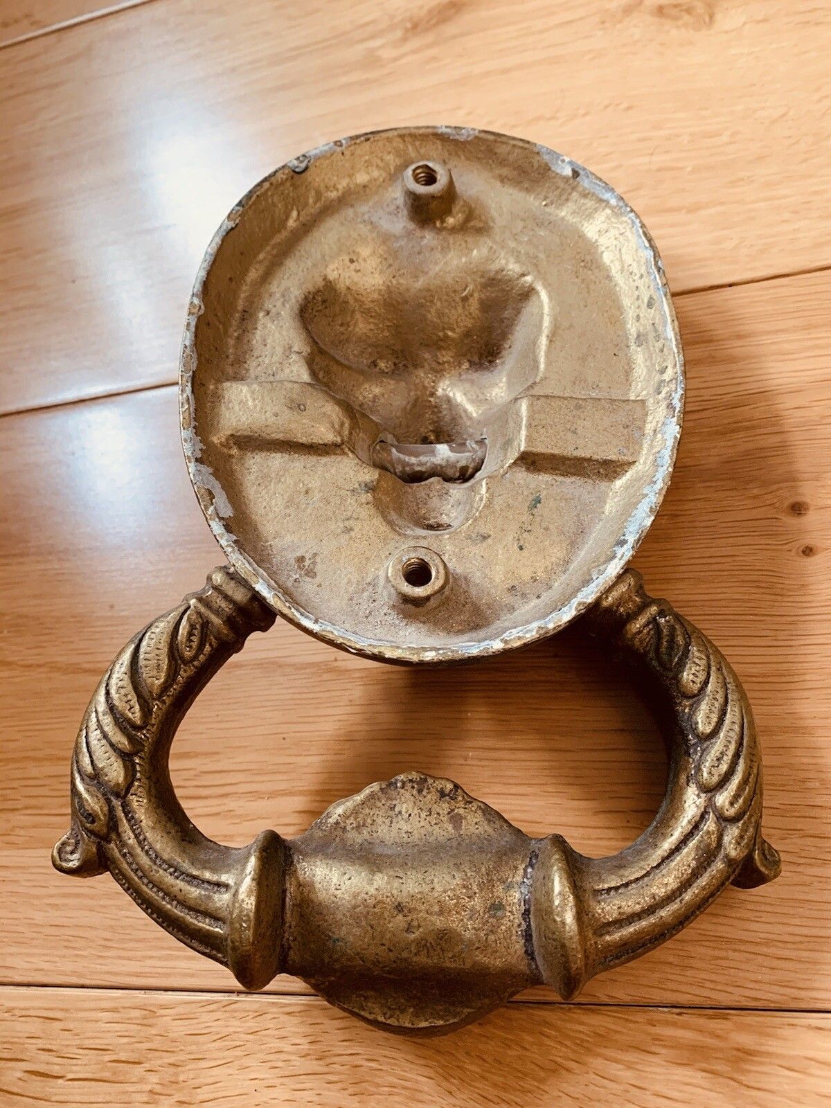 Antique Lion Head Large Beautiful Edwardian Solid Heavy Brass Front Door Knocker photo vinterior