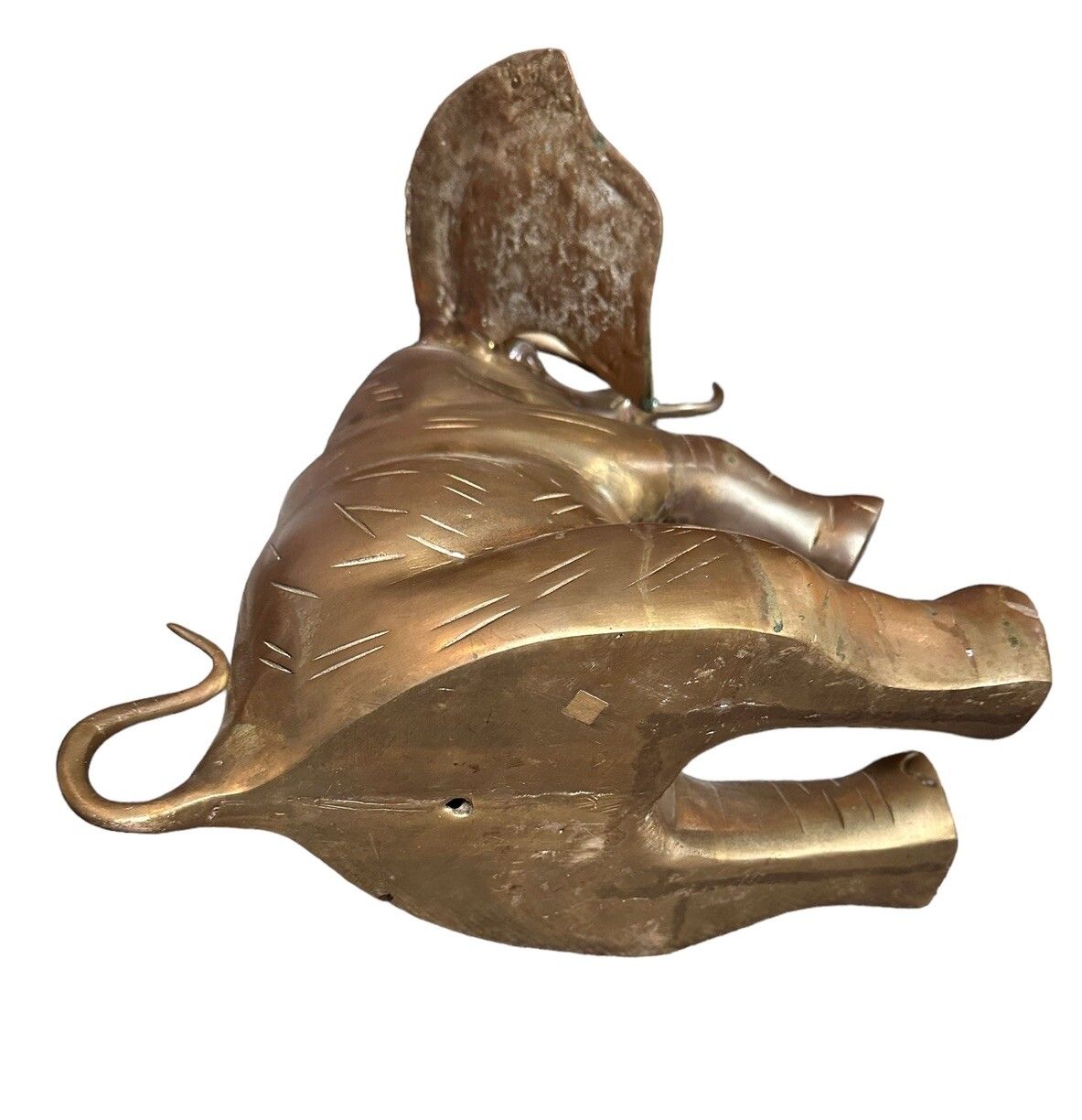 Antique Vintage Anglo Indian Large Heavy Brass Lucky Elephant Figure Sculpture photo for sale