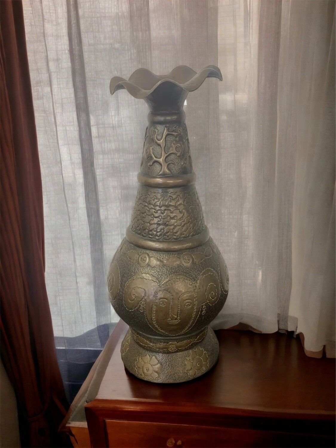 Antique Large Copper Oriental  Chinese? Tribal Ewer Pitcher Jug Heavy 3720 G photo furniture