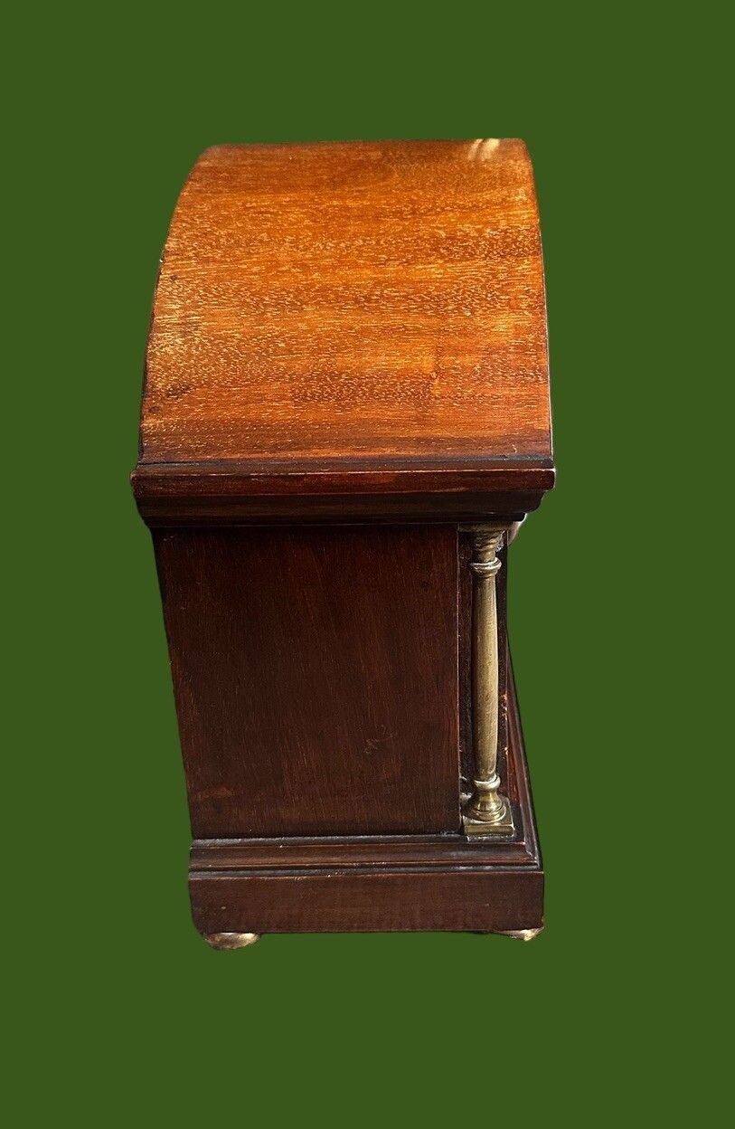 Beautiful Edwardian Mahogany Inlaid Striking Mantle Clock Large Mantle Clock photo vinterior