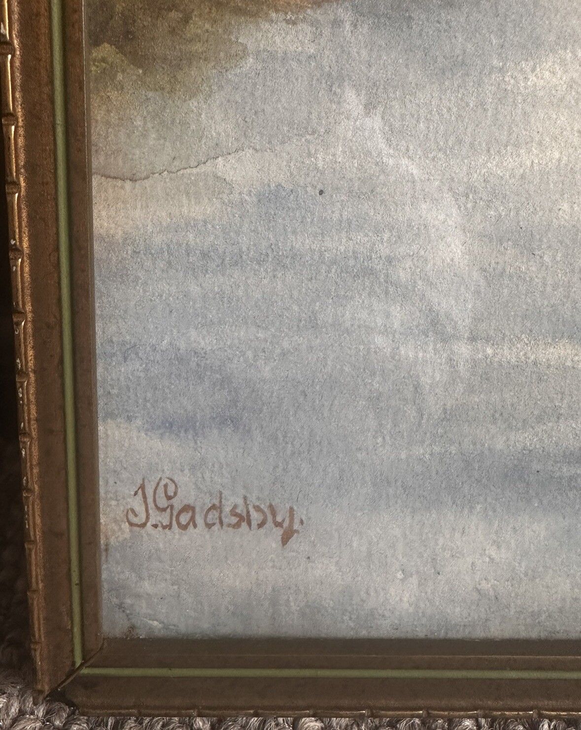 J. Gadsby Early 20th Century Watercolour Coastal photo furniture