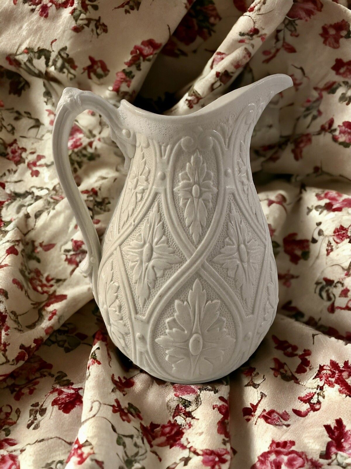 Antique Circular 1800’s Raised Relief, Milk, Cream Jug Great Proportions