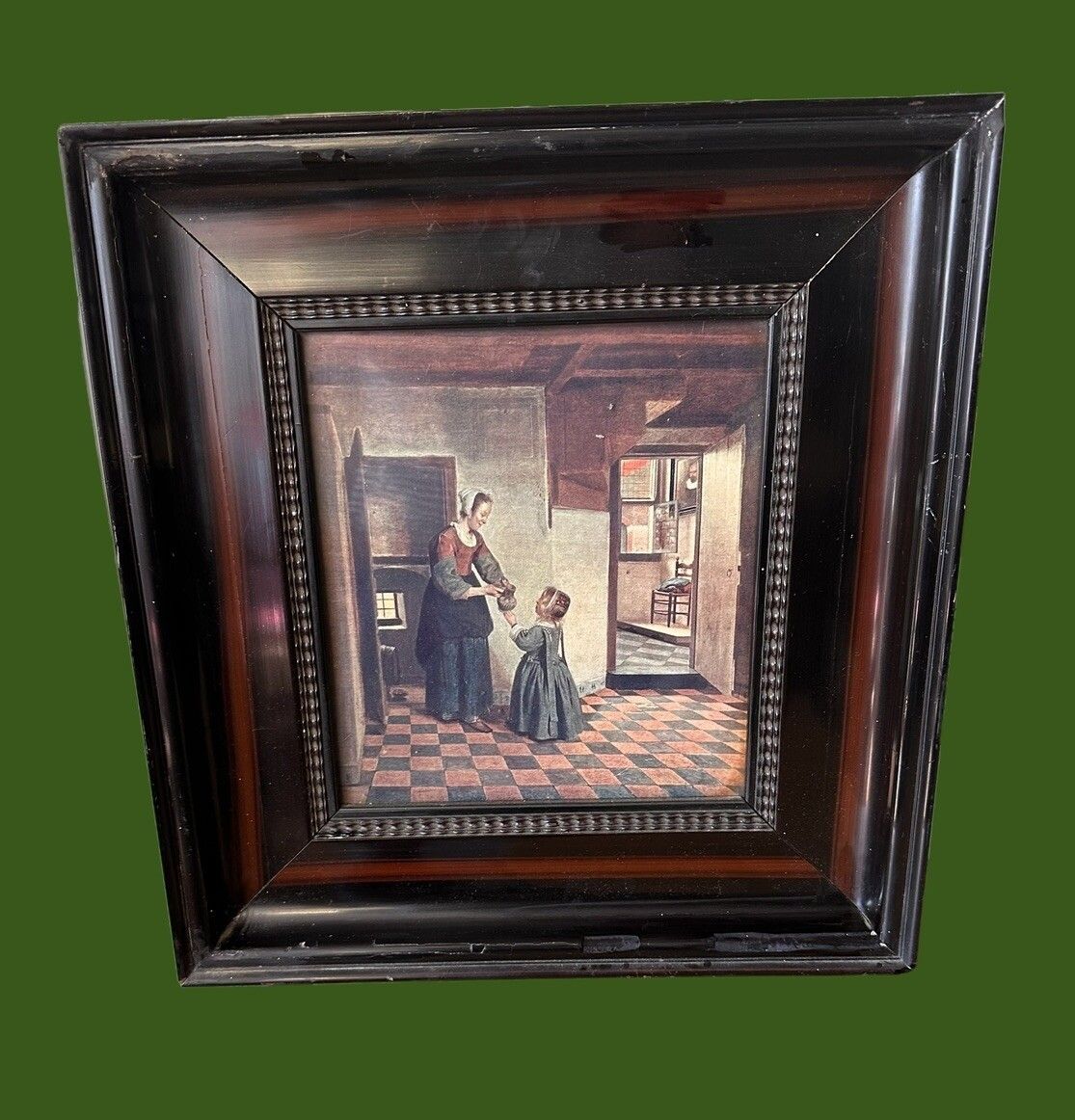 Antique 19th C Lithograph  Woman With A Child In A Pantry By Pieter De Hooch photo furniture