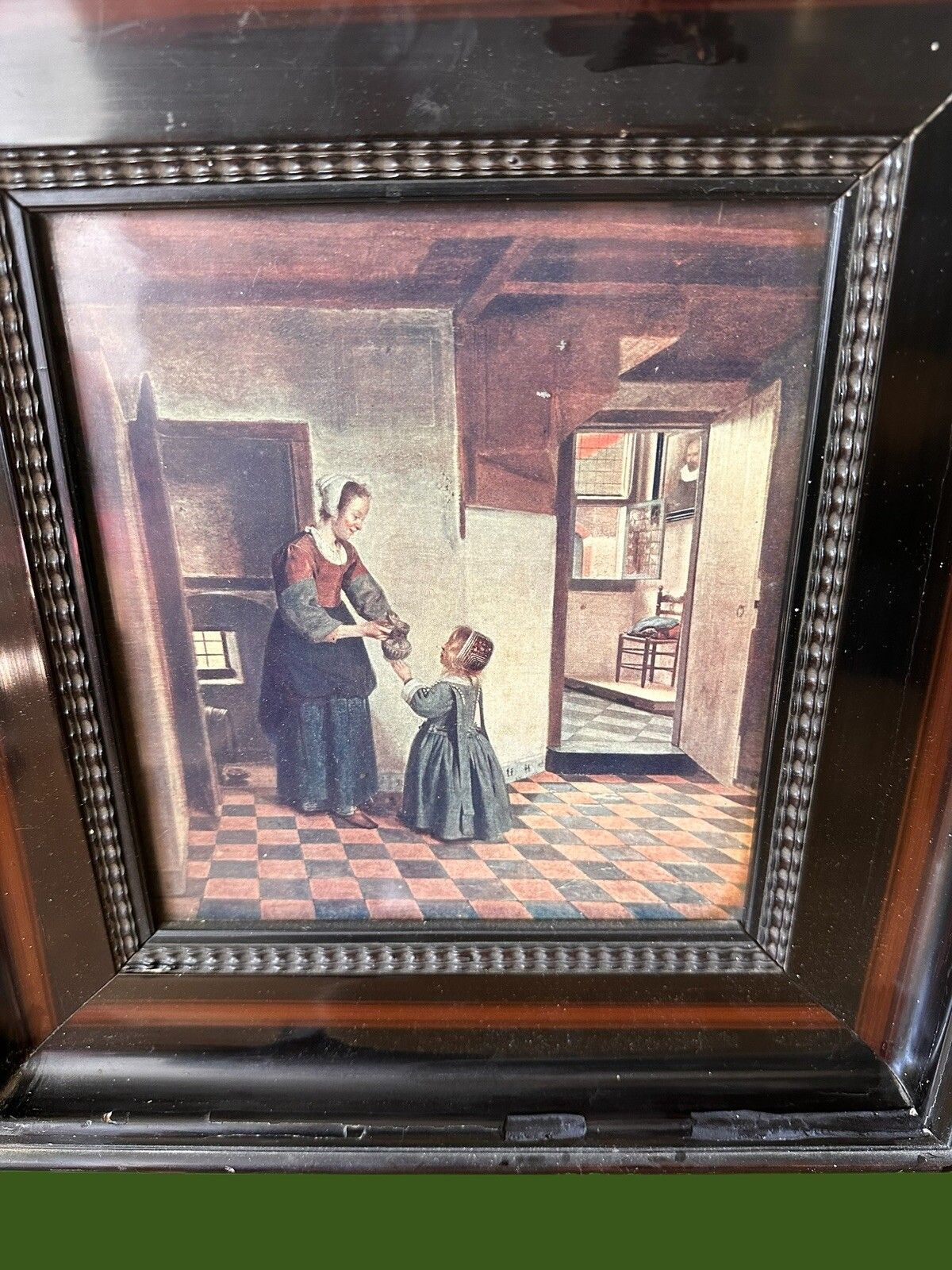 Antique 19th C Lithograph  Woman With A Child In A Pantry By Pieter De Hooch photo Art