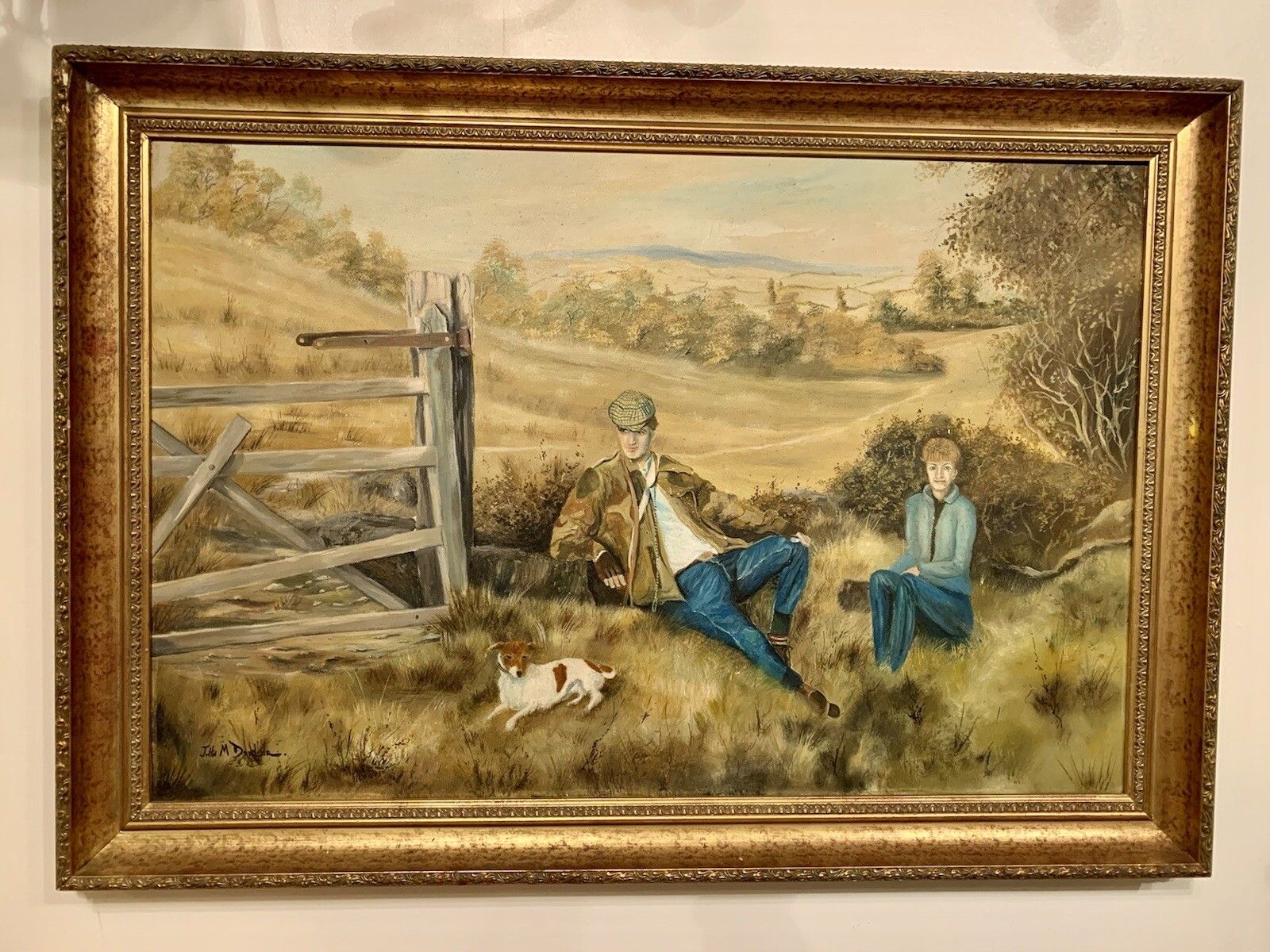 John M Dowler Oil On Board Painting  Framed 88cm By 62cm  Signed Farming